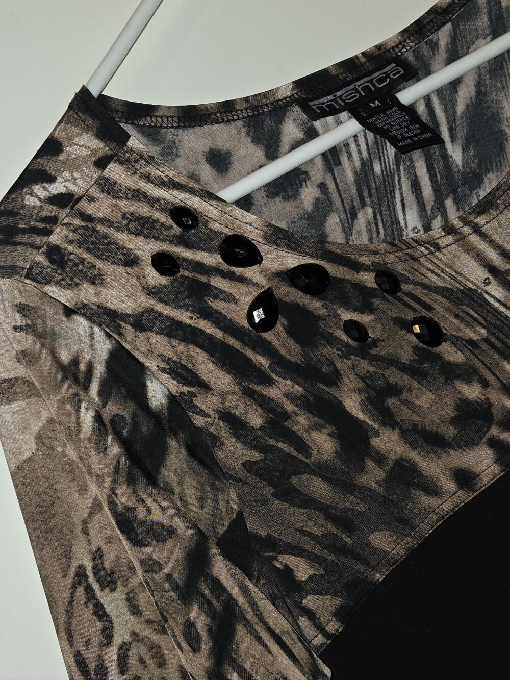 Mishca Colorblock/Leopard Tunic Top Women's Size Medium - Picture 2 of 7